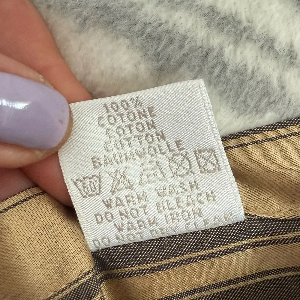 Frette King Pillowcase Gold Grey Stripe Italy